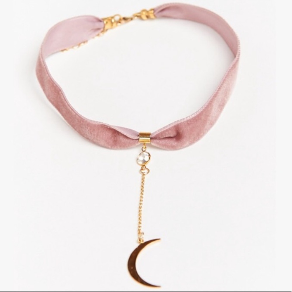 Pink Velvet moon choker